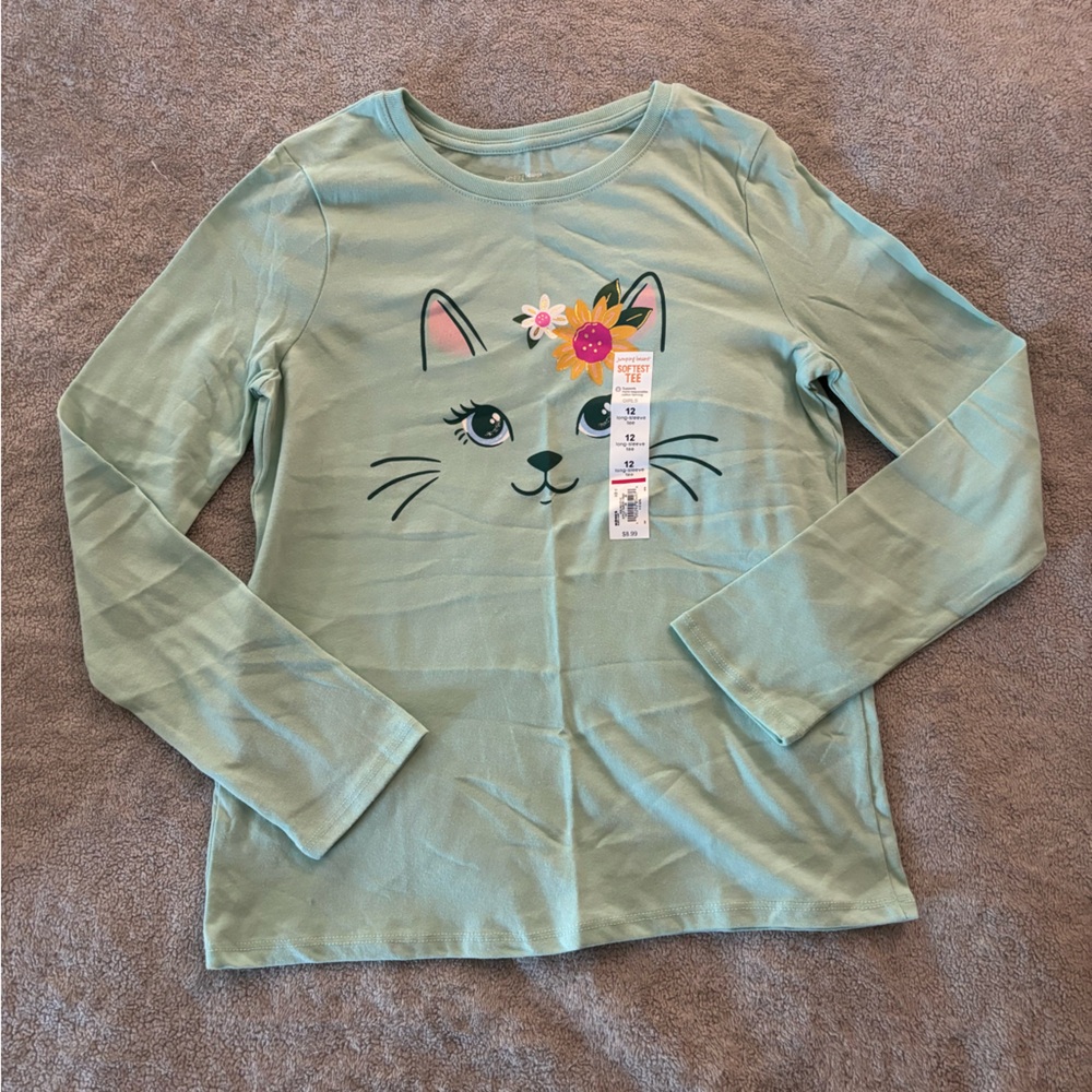 Girls Cat Long Sleeve Shirt